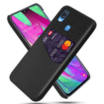 PC + PU + Cloth Hybrid Phone Back Cover Case with Card Slot for Samsung Galaxy A40