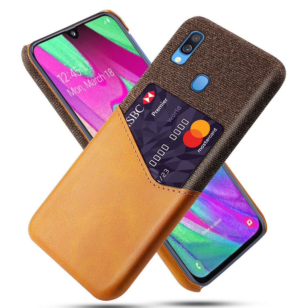PC + PU + Cloth Hybrid Phone Back Cover Case with Card Slot for Samsung Galaxy A40