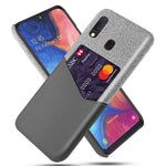 PC + PU + tyg hybridskal med kortfack för Samsung Galaxy A20e