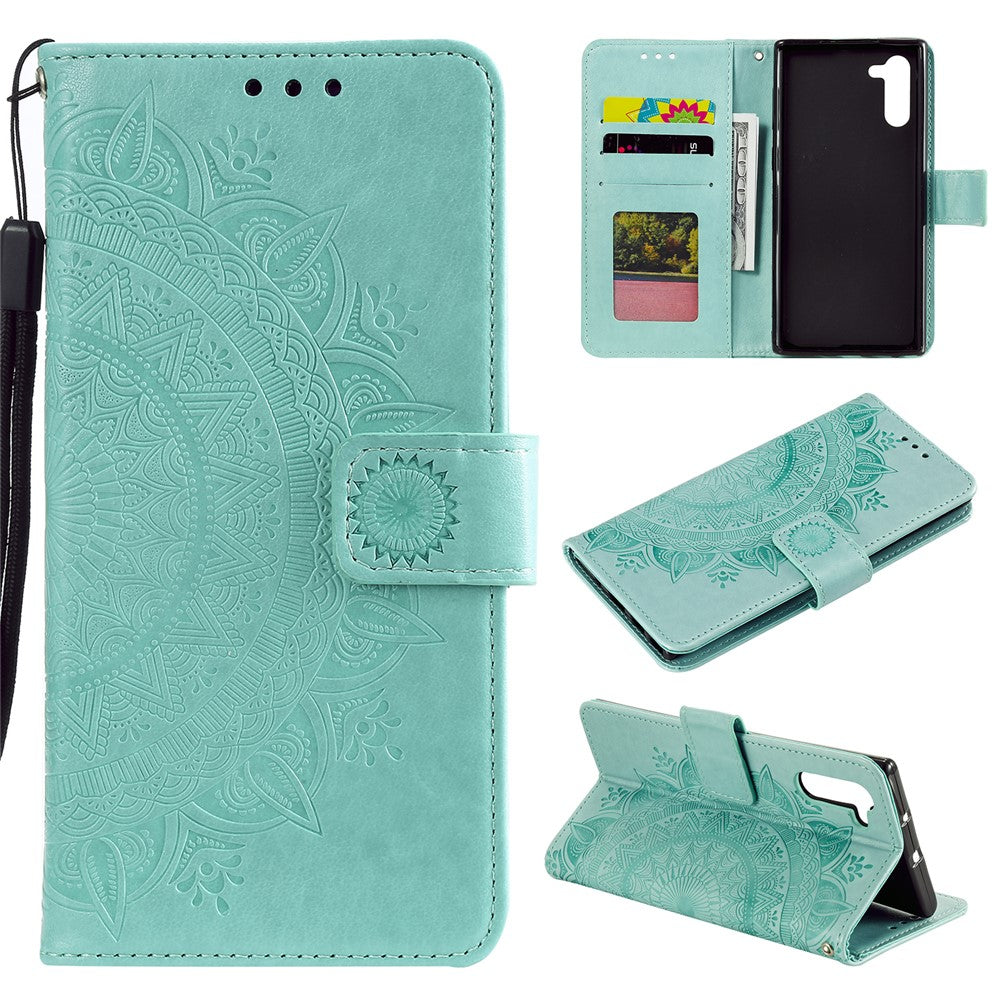 Imprint Flower Læder Pung Etui til Samsung Galaxy Note 10 / Note 10 5G