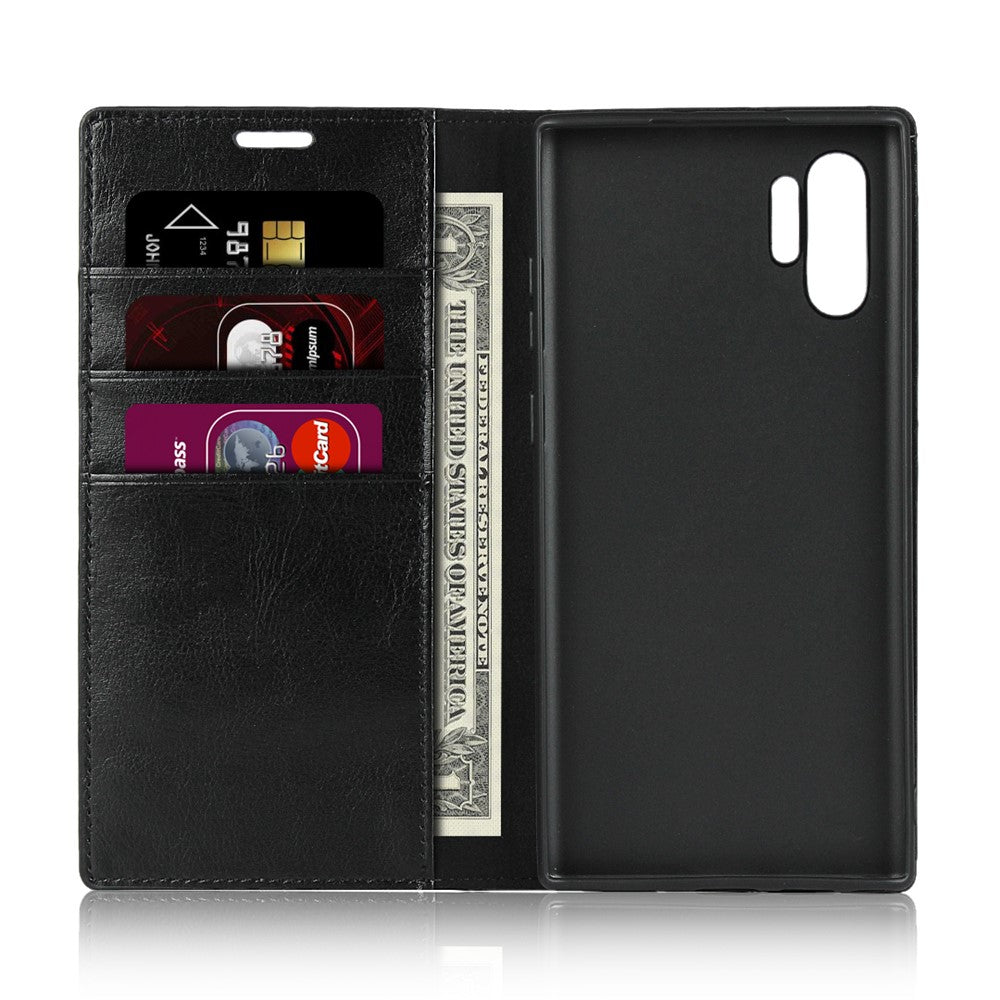 Crazy Horse Skin Genuine Leather Wallet Phone Case for Samsung Galaxy Note 10 Plus / 10 Plus 5G