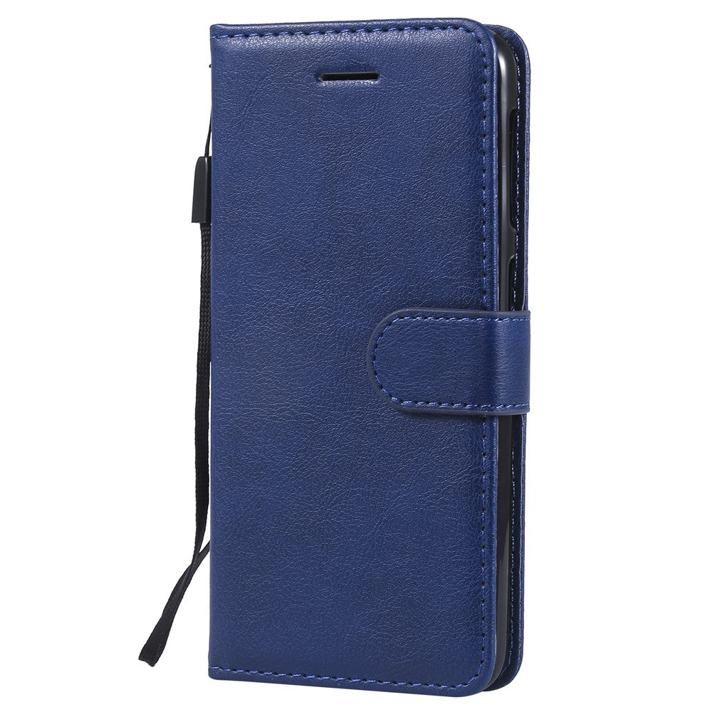 Til Samsung Galaxy A20e Cover Ensfarvet Læder Mobilcover Pung Stander med Rem