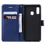 Til Samsung Galaxy A20e Cover Ensfarvet Læder Mobilcover Pung Stander med Rem
