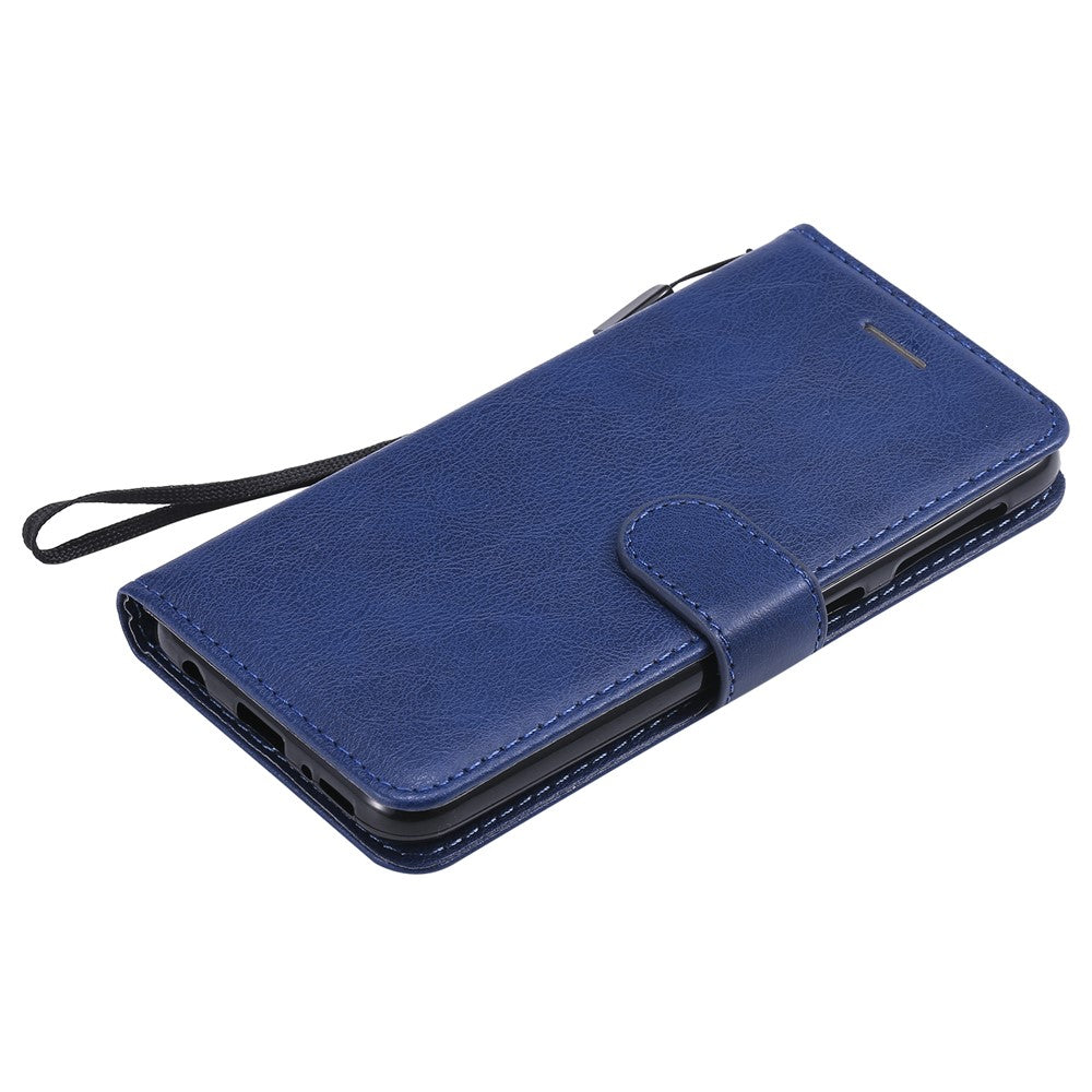 Til Samsung Galaxy A20e Cover Ensfarvet Læder Mobilcover Pung Stander med Rem