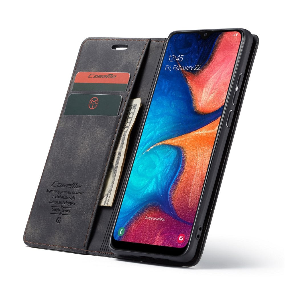 CASEME 013 Series Auto-absorbed Leather Flip Wallet Case for Samsung Galaxy A20e