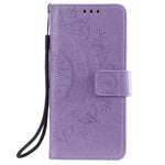 Imprint Flower Læder Pung Etui til Samsung Galaxy A80/A90