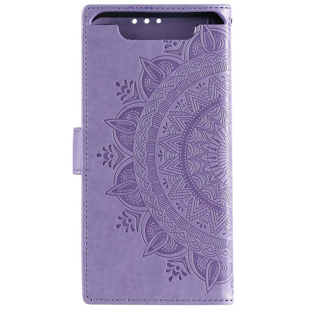 Imprint Flower Læder Pung Etui til Samsung Galaxy A80/A90