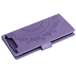 Imprint Flower Læder Pung Etui til Samsung Galaxy A80/A90