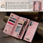 CASEME 008-serien för Samsung Galaxy Note 10 Plus / 10 Plus 5G 2-i-1 avtagbart magnetiskt plånboksfodral PU-läder dragkedja stativ skyddande mobilfodral