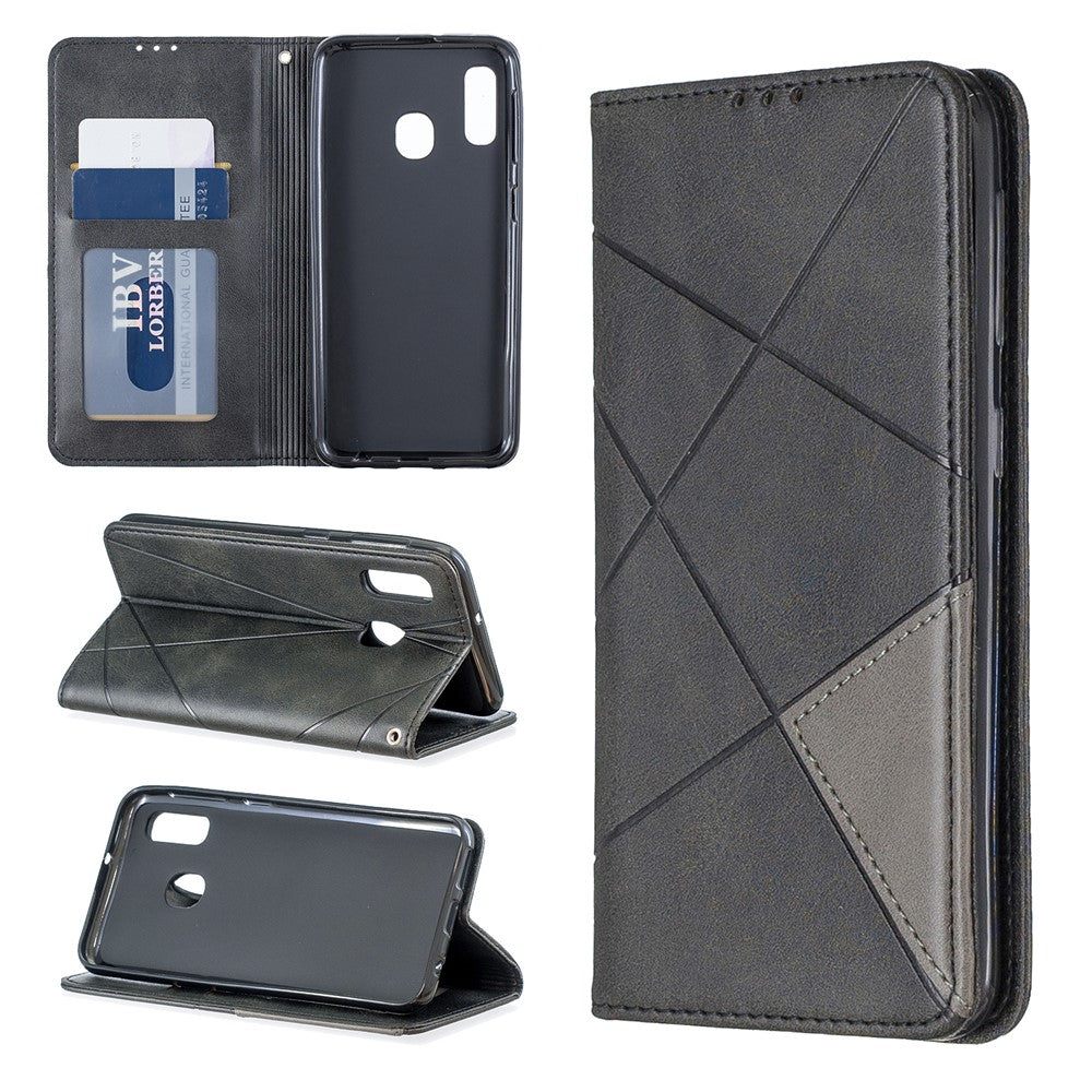Kortlomme-lædercover med geometrisk mønster til Samsung Galaxy A20e / A10e