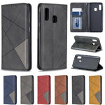 Kortlomme-lædercover med geometrisk mønster til Samsung Galaxy A20e / A10e