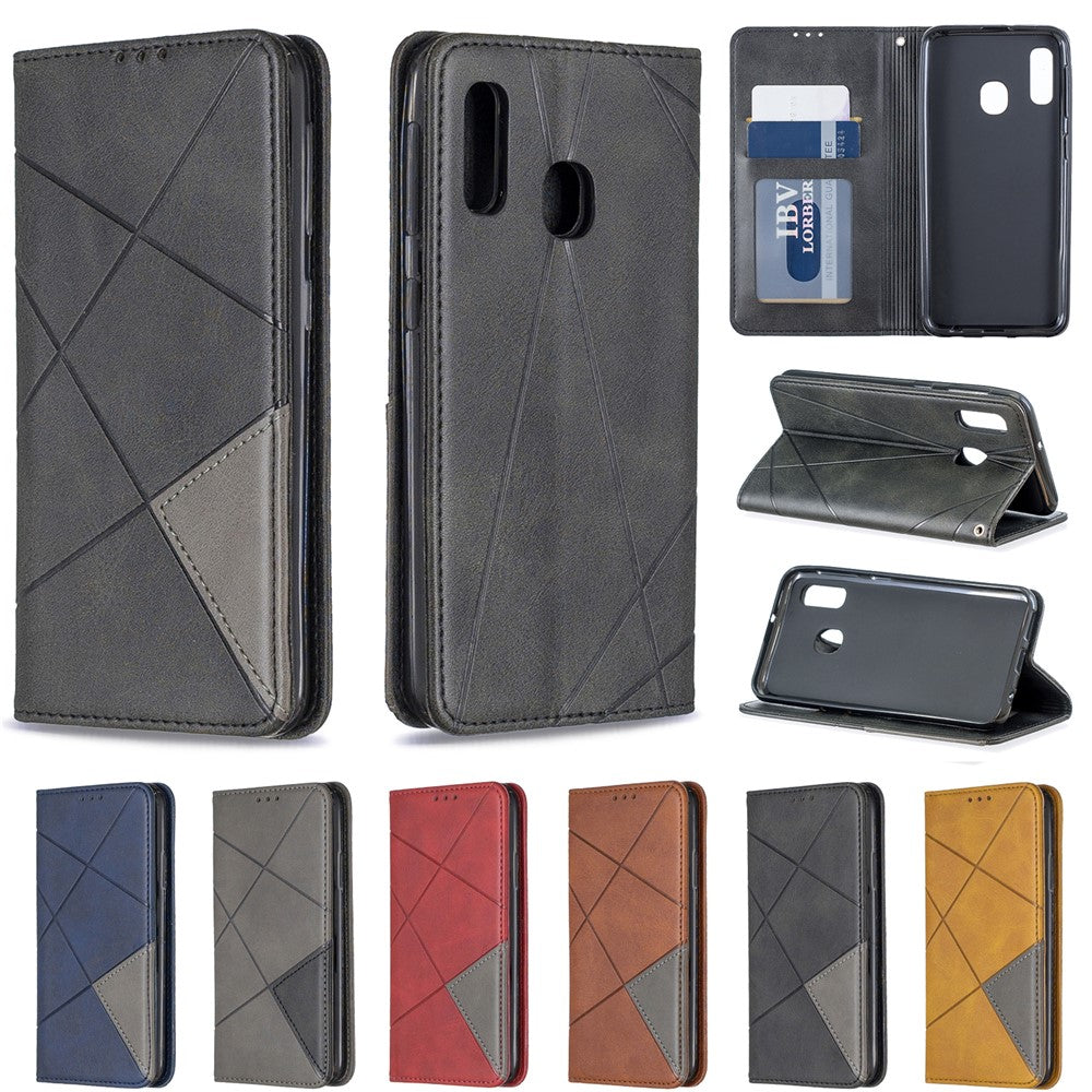 Kortlomme-lædercover med geometrisk mønster til Samsung Galaxy A20e / A10e