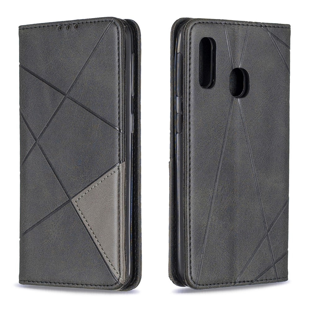 Kortlomme-lædercover med geometrisk mønster til Samsung Galaxy A20e / A10e