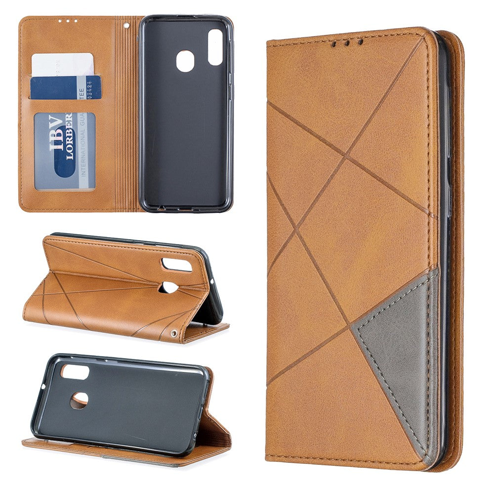 Kortlomme-lædercover med geometrisk mønster til Samsung Galaxy A20e / A10e