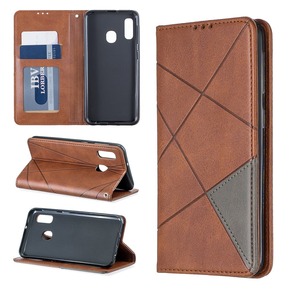 Kortlomme-lædercover med geometrisk mønster til Samsung Galaxy A20e / A10e