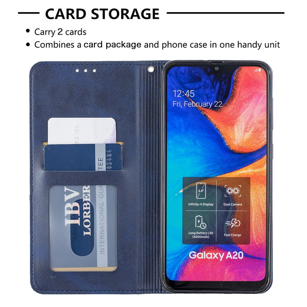 Geometrisk mønster læder stander-etui med kortlommer til Samsung Galaxy A20 / A30