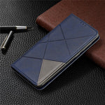 Geometrisk mønster læder stander-etui med kortlommer til Samsung Galaxy A20 / A30