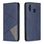 Geometrisk mønster læder stander-etui med kortlommer til Samsung Galaxy A20 / A30