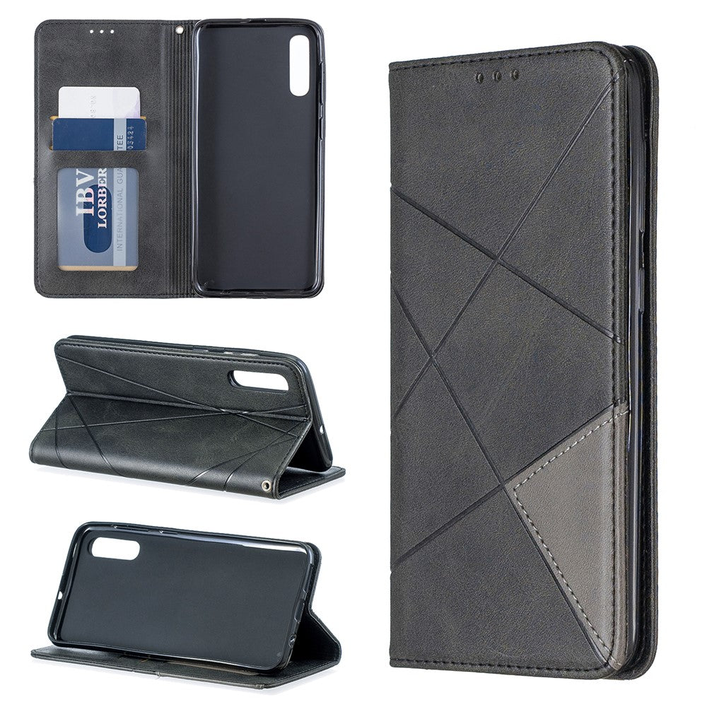 Geometric Pattern Leather Phone Case with Stand for Samsung Galaxy A50 / A50s / A30s