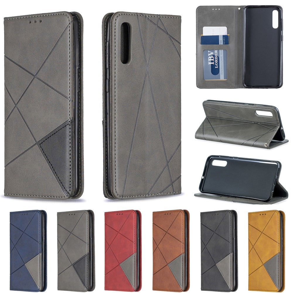 Geometric Pattern Leather Phone Case with Stand for Samsung Galaxy A50 / A50s / A30s
