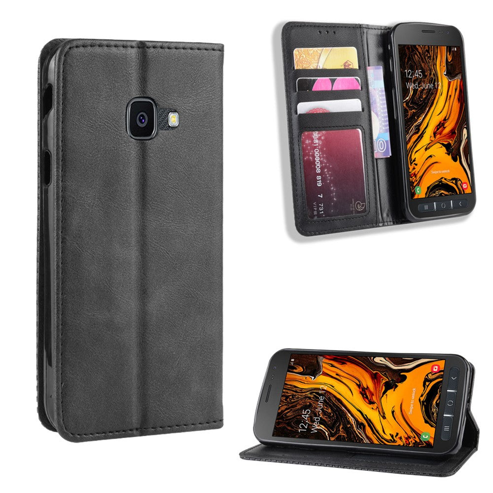 Självabsorberande plånboksfodral i vintage-stil i PU-läder för Samsung Galaxy Xcover 4 / Xcover 4s / G398F