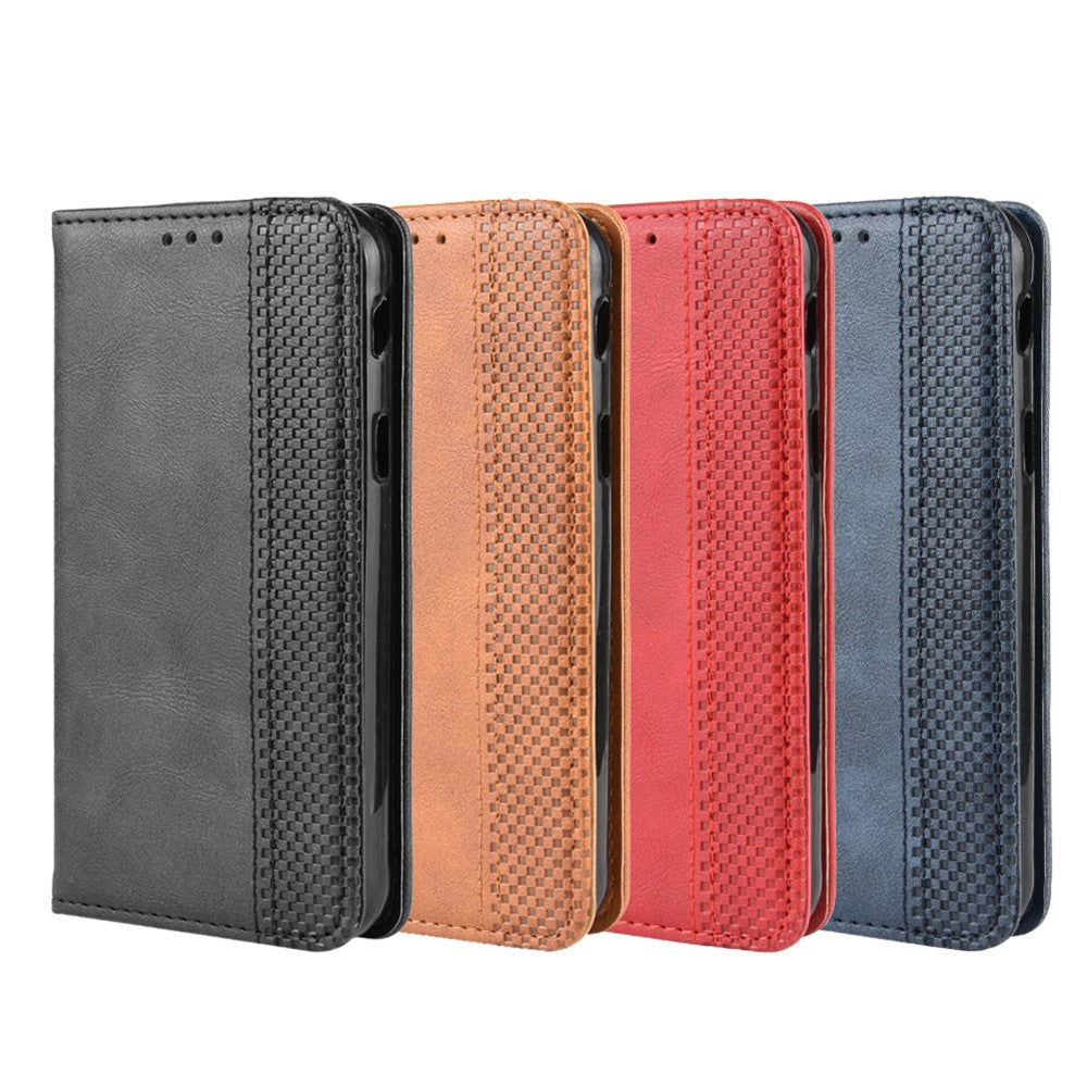 Självabsorberande plånboksfodral i vintage-stil i PU-läder för Samsung Galaxy Xcover 4 / Xcover 4s / G398F