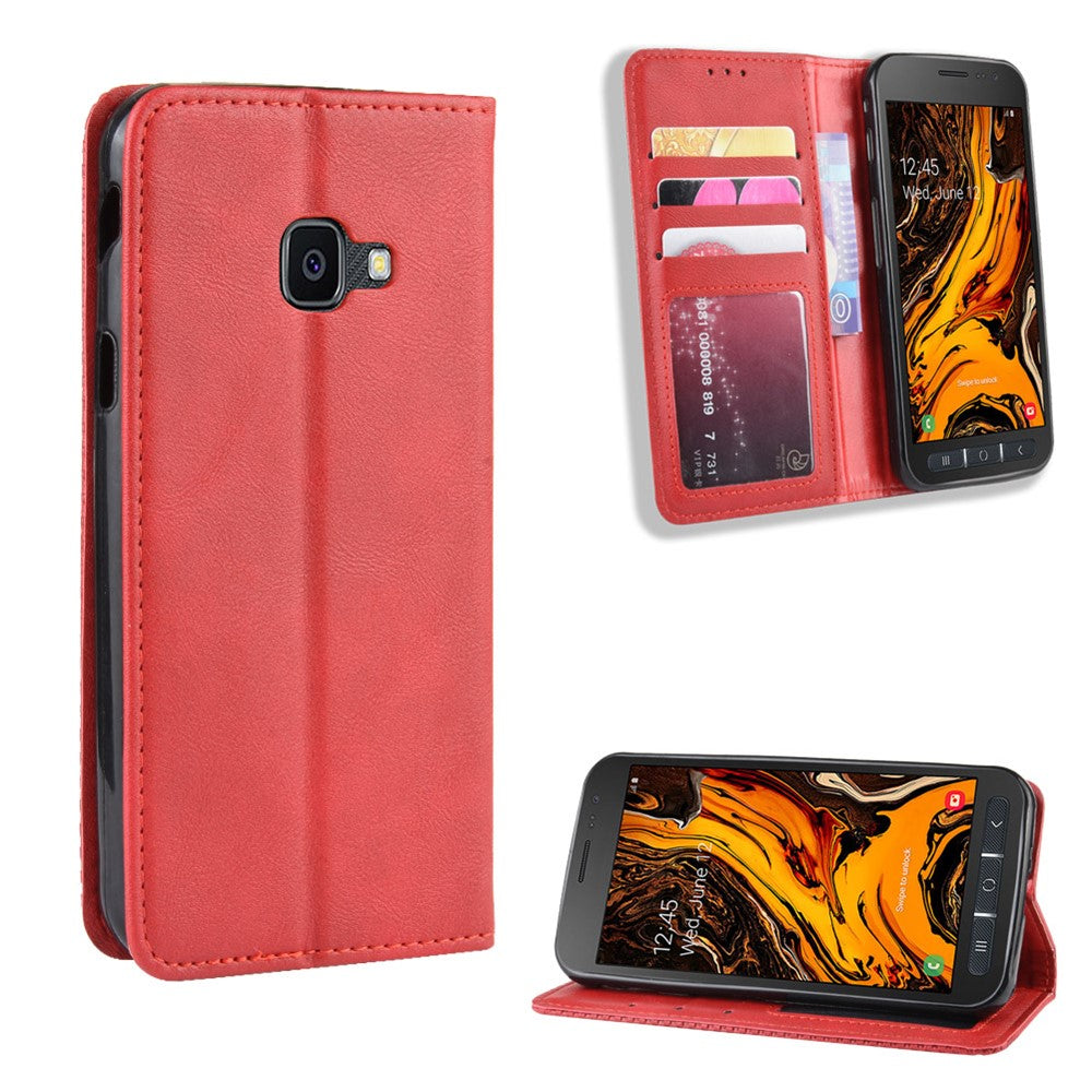 Självabsorberande plånboksfodral i vintage-stil i PU-läder för Samsung Galaxy Xcover 4 / Xcover 4s / G398F