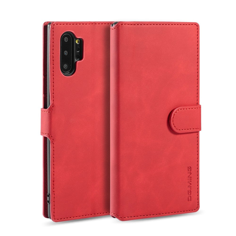 DG.MING Retro Style Læderpung Stand Etui til Samsung Galaxy Note 10 Plus/Note 10 Plus 5G Brun