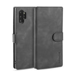 DG.MING Retro Style Läder Plånboksfodral till Samsung Galaxy Note 10 Plus/Note 10 Plus 5G Röd