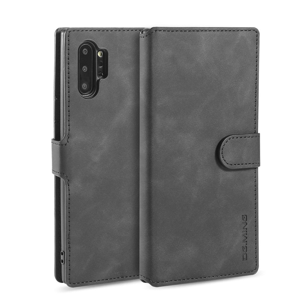 DG.MING Retro Style Läder Plånboksfodral till Samsung Galaxy Note 10 Plus/Note 10 Plus 5G Röd