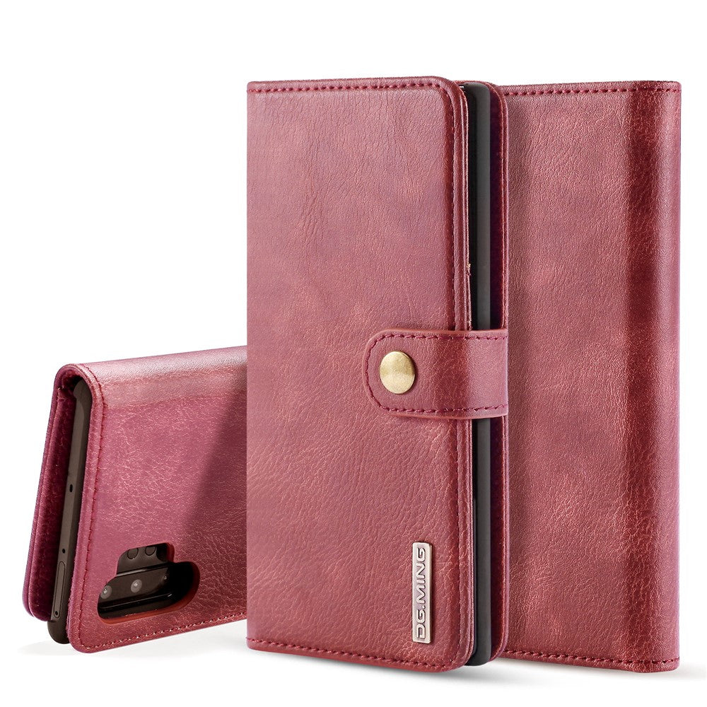 DG.MING telefoncover til Samsung Galaxy Note 10 Plus / Note 10 Plus 5G aftageligt 2-i-1 pung splatlæder + PC-bagcover