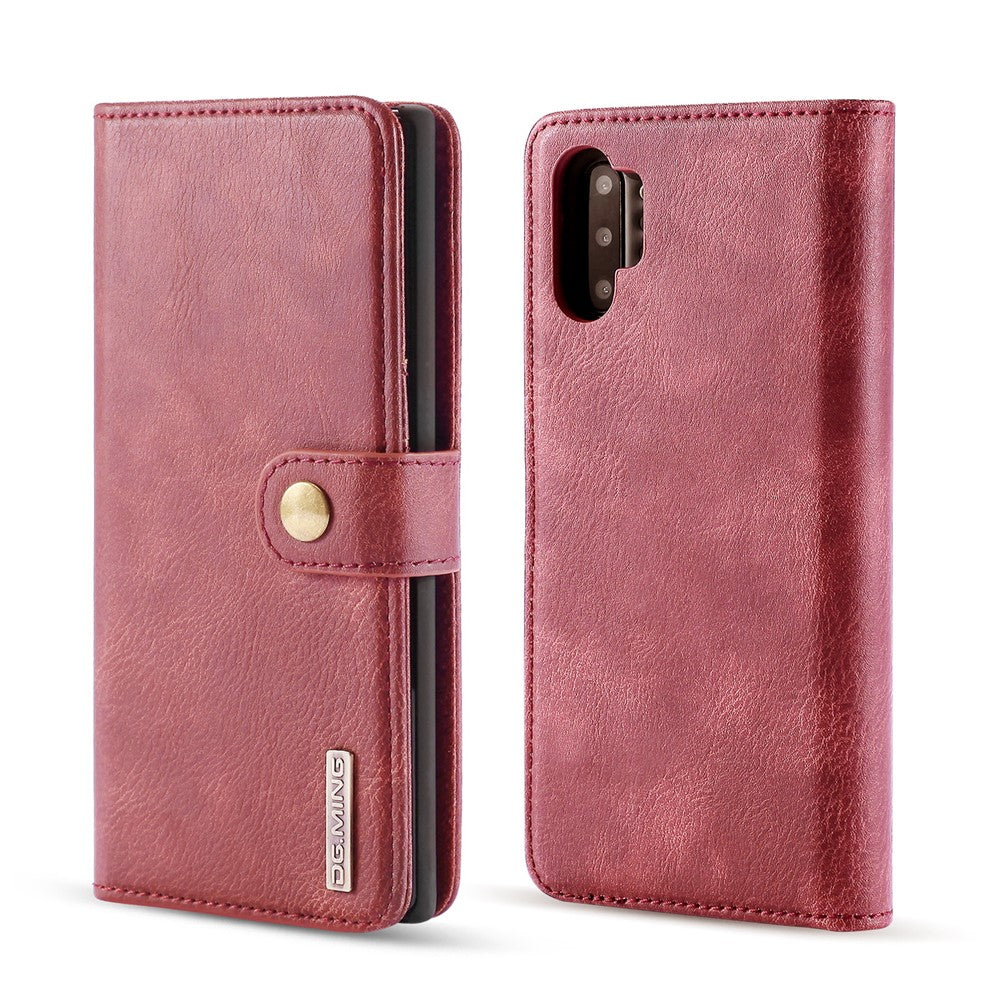 DG.MING telefoncover til Samsung Galaxy Note 10 Plus / Note 10 Plus 5G aftageligt 2-i-1 pung splatlæder + PC-bagcover