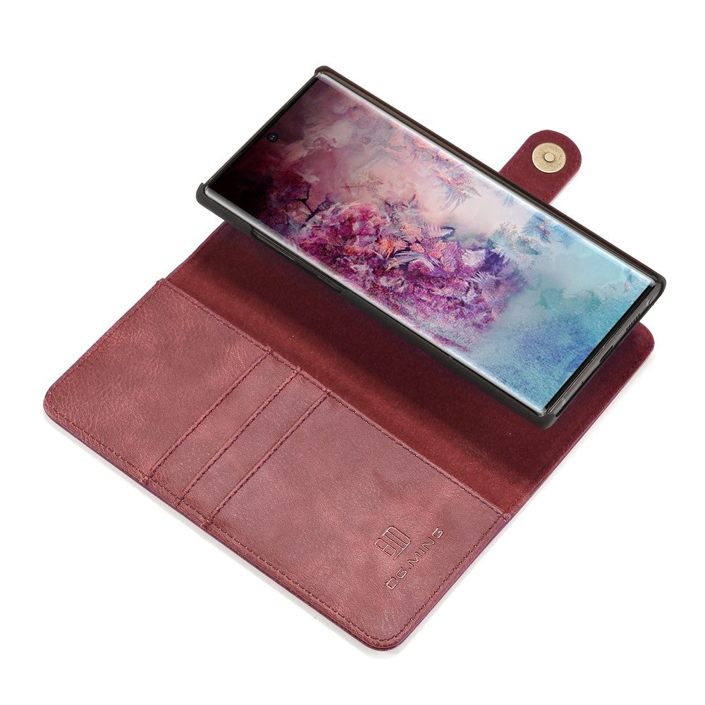 DG.MING telefoncover til Samsung Galaxy Note 10 Plus / Note 10 Plus 5G aftageligt 2-i-1 pung splatlæder + PC-bagcover