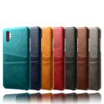 Double Card Slots PU Leather Coated Hard Plastic Case for Samsung Galaxy Note 10 Plus / Note 10 Plus 5G