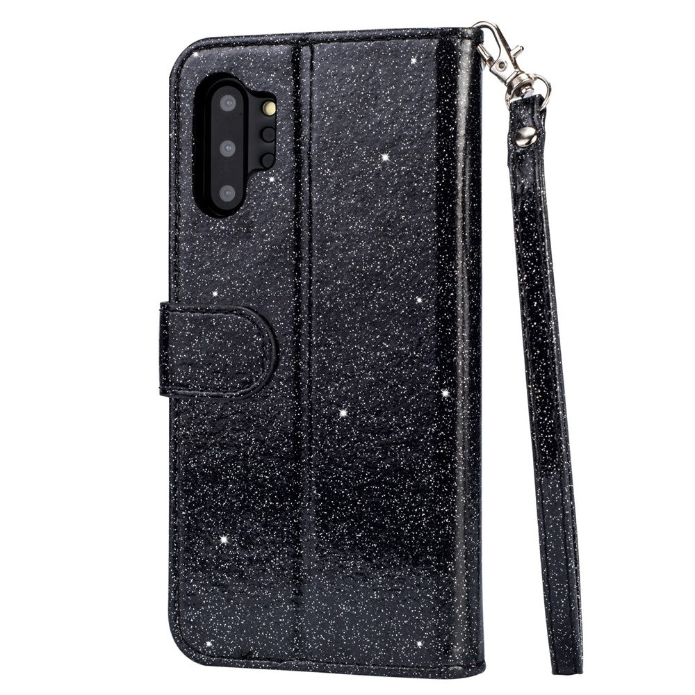 Flash Powder Lynlås Stående Læder Pung Etui med Stro[Fingeraftryksoplåsning] til Samsung Galaxy Note 10 Plus/10 Plus 5G