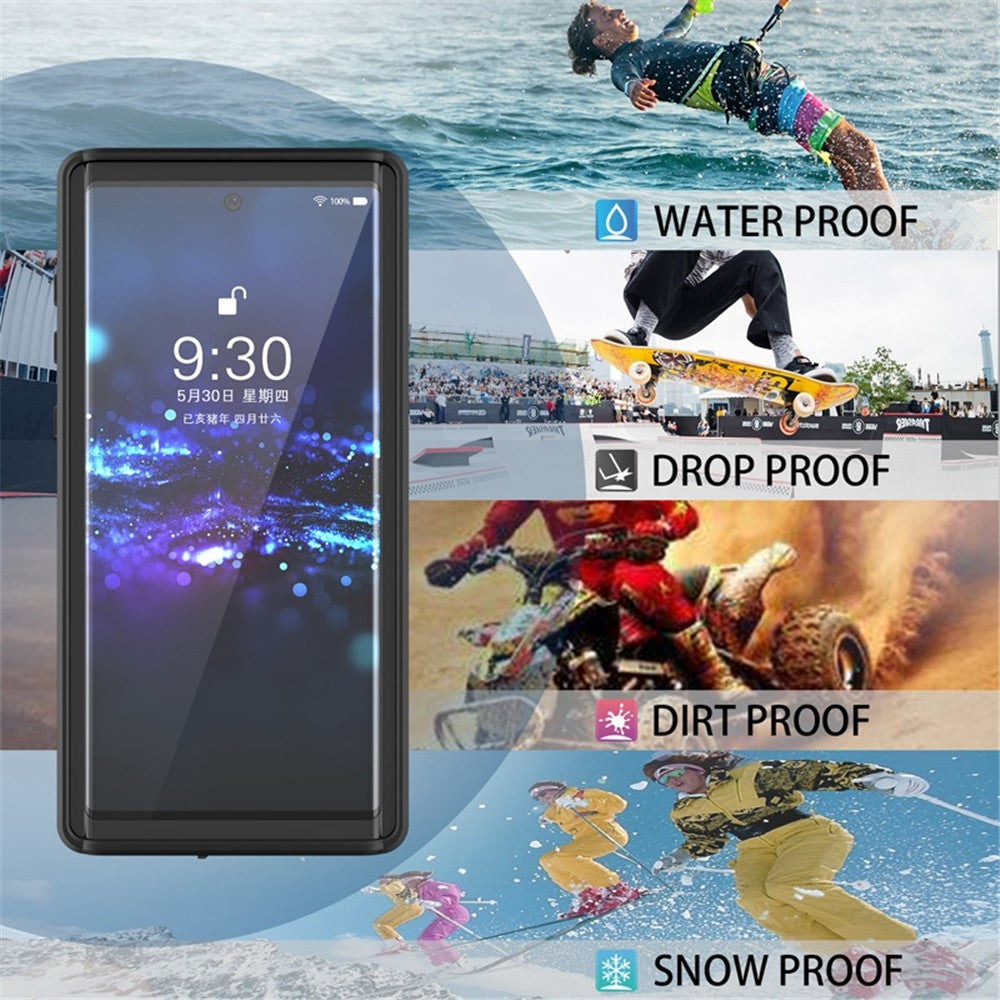 REDPEPPER IP68 Waterproof Protection Phone Case Covering for Samsung Galaxy Note 10 [Support Fingerprint Unlock] [Clear Back]