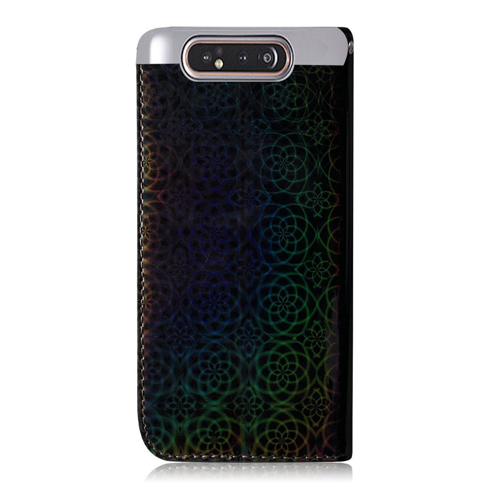 For Samsung Galaxy A80 / A90 Clean Color Flower Pattern Wallet Stand Leather Phone Cover Protective Phone Case with Lanyard