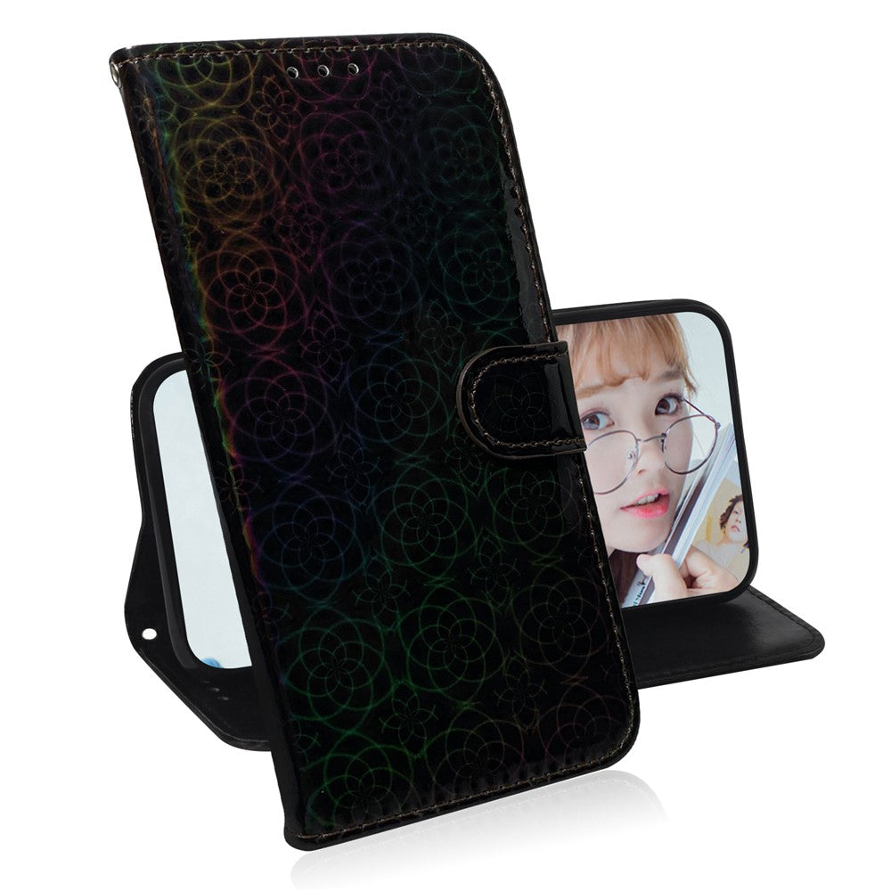 For Samsung Galaxy A80 / A90 Clean Color Flower Pattern Wallet Stand Leather Phone Cover Protective Phone Case with Lanyard