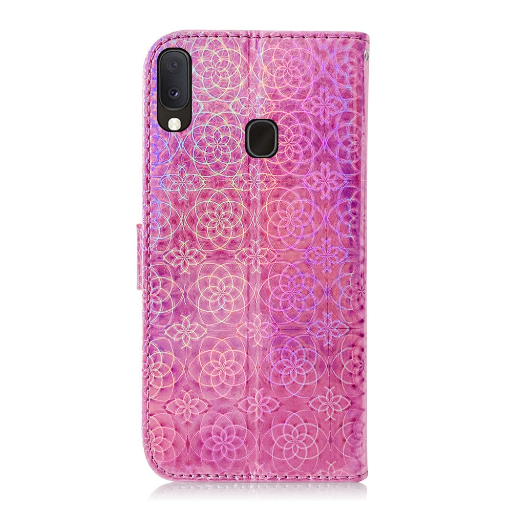 Phone Case for Samsung Galaxy A20e Flower Pattern TPU + PU Leather Stand Wallet Phone Cover Shell