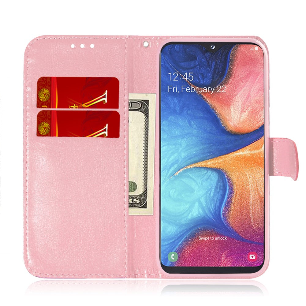 Phone Case for Samsung Galaxy A20e Flower Pattern TPU + PU Leather Stand Wallet Phone Cover Shell