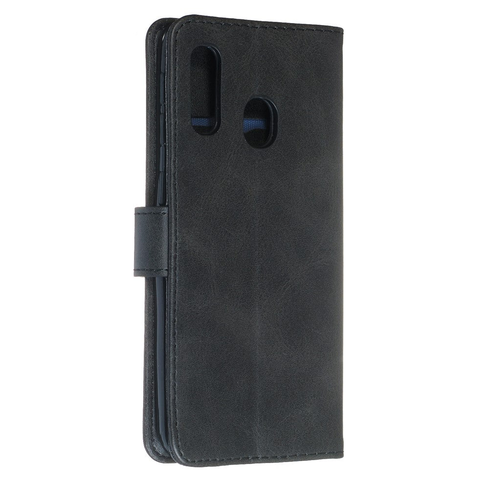 Pungetuiskort etui læder flip cover til Samsung Galaxy A20e med lynlåslomme