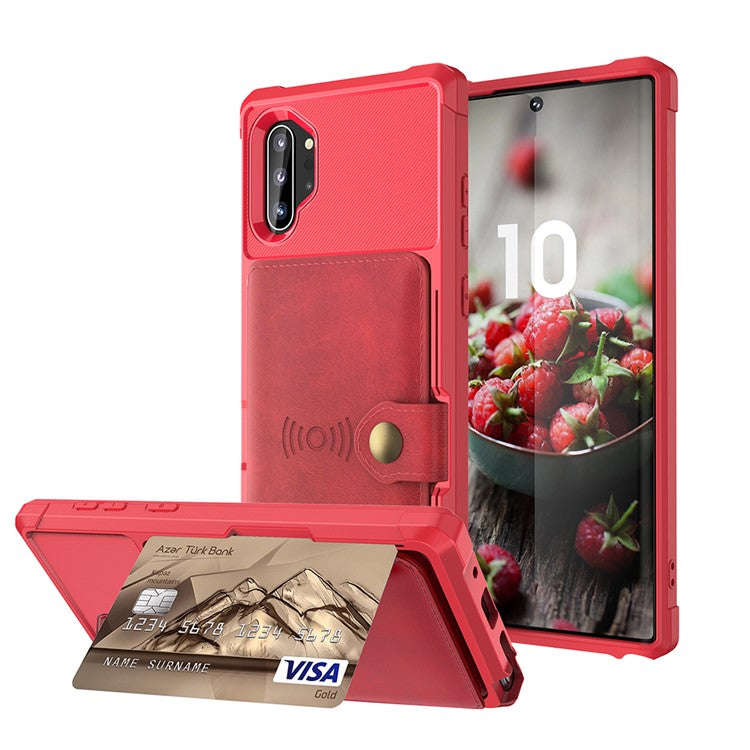 Samsung Galaxy Note 10 Plus/Note 10 Plus 5G PU-läderbelagt TPU-plånboksfodral med stöd för mobilen (inbyggt magnetiskt ark)