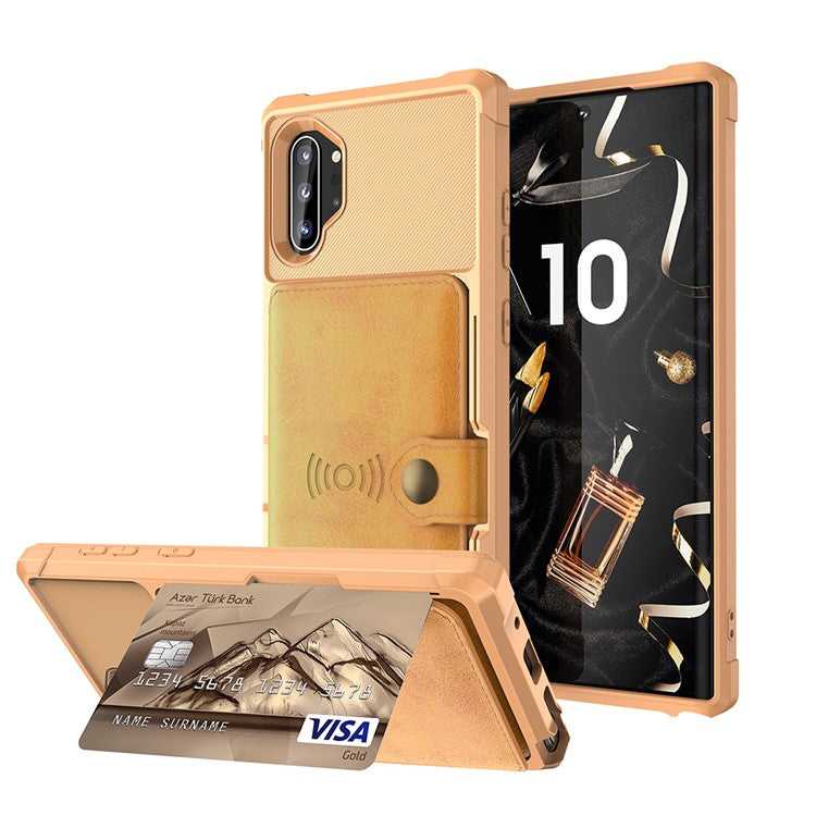 Samsung Galaxy Note 10 Plus/Note 10 Plus 5G PU-läderbelagt TPU-plånboksfodral med stöd för mobilen (inbyggt magnetiskt ark)