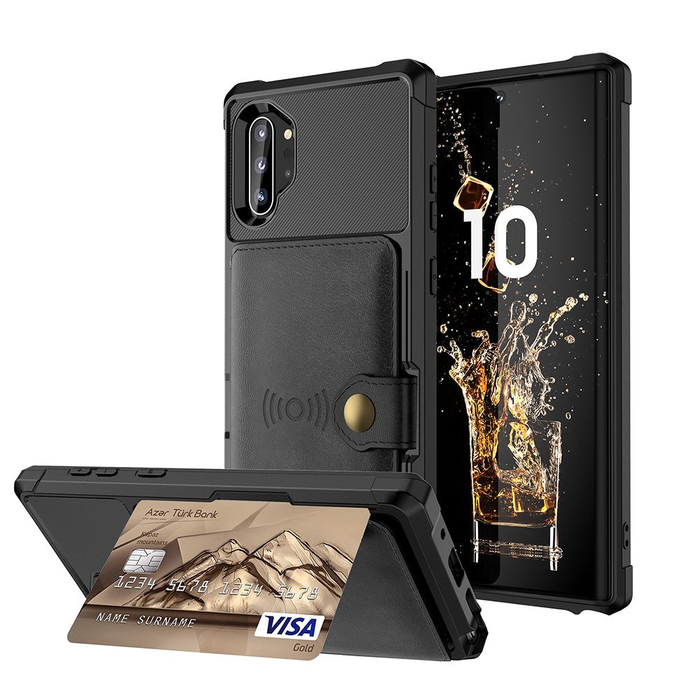 For Samsung Galaxy Note 10 Plus/Note 10 Plus 5G PU Leather Coated TPU Wallet Kickstand Phone Shell (Built-in Magnetic Sheet)