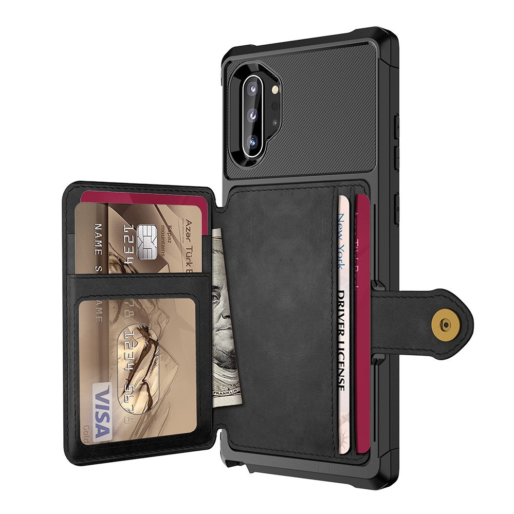 For Samsung Galaxy Note 10 Plus/Note 10 Plus 5G PU Leather Coated TPU Wallet Kickstand Phone Shell (Built-in Magnetic Sheet)