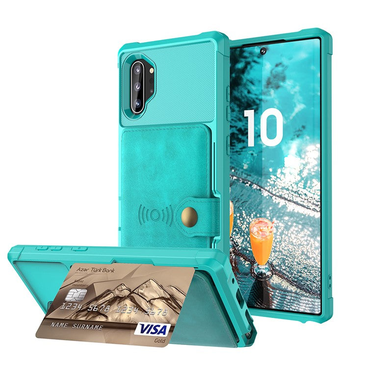 Samsung Galaxy Note 10 Plus/Note 10 Plus 5G PU-läderbelagt TPU-plånboksfodral med stöd för mobilen (inbyggt magnetiskt ark)