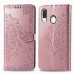 Embossed Mandala Flower Leather Wallet Case for Samsung Galaxy A40