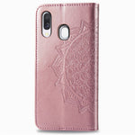 Embossed Mandala Flower Leather Wallet Case for Samsung Galaxy A40