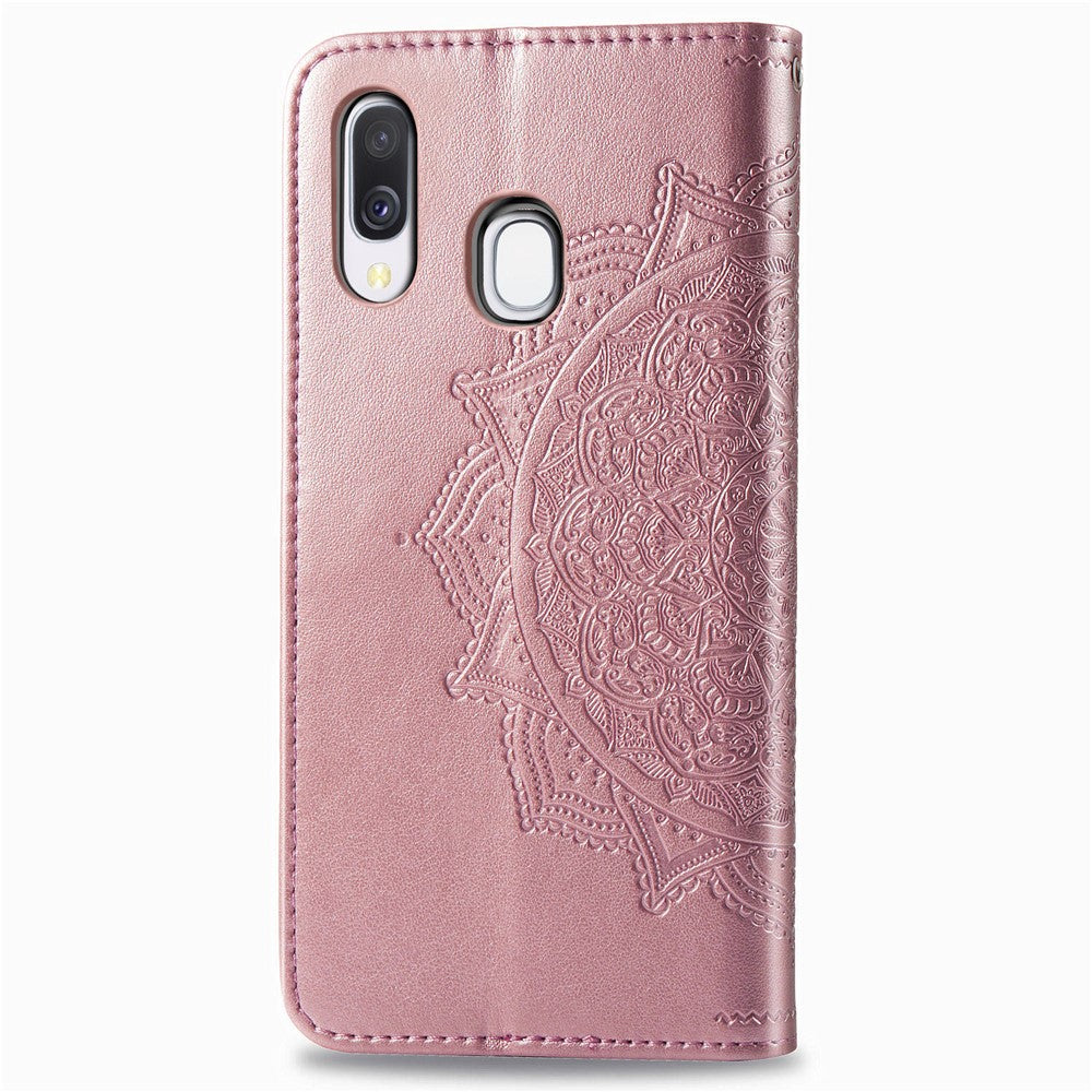Embossed Mandala Flower Leather Wallet Case for Samsung Galaxy A40