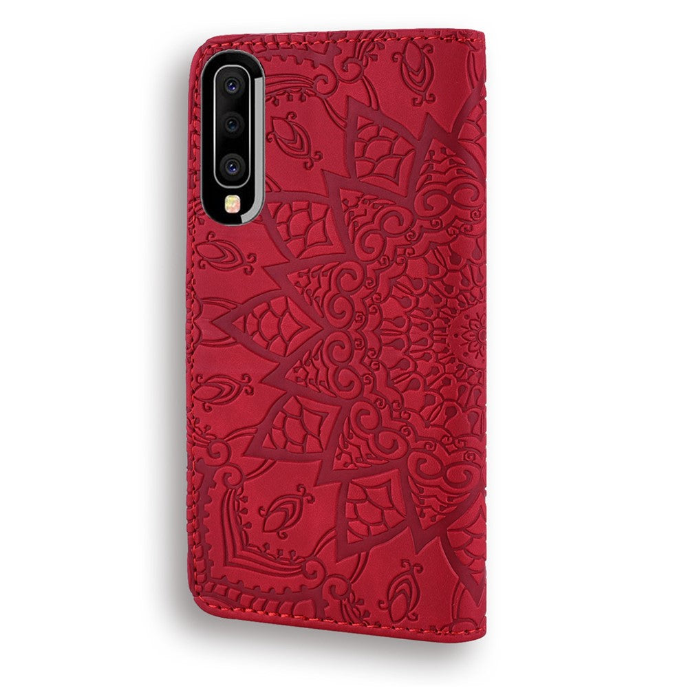Imprint Mandala Blomsterstativ Pung Læder Etui Cover til Samsung Galaxy A50/A50s/A30s
